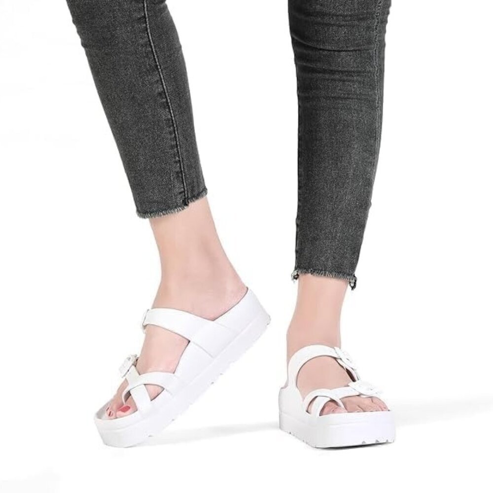 Pillow Slides Anti-Slip Sandals Double Buckle Cloud Slippers Home Outdoor 9&10